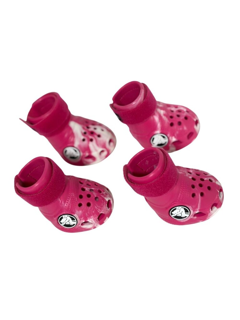 Barkbox CROCS Dog Puppy Size Medium shoes Pink White Marbled Dragon Fruit set of